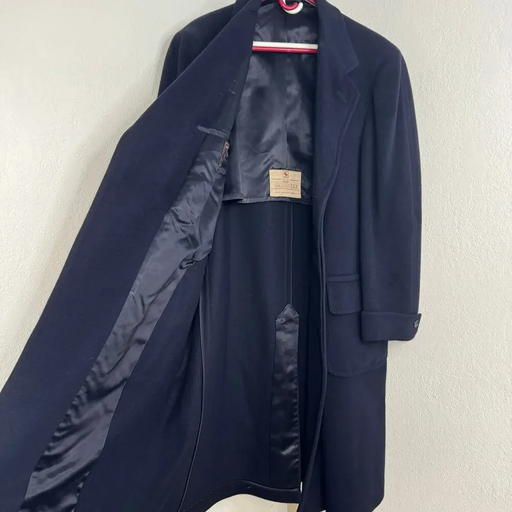 Vintage Men’s 100% Cashmere Navy Coat Overcaot Hart Schaffner & Marx